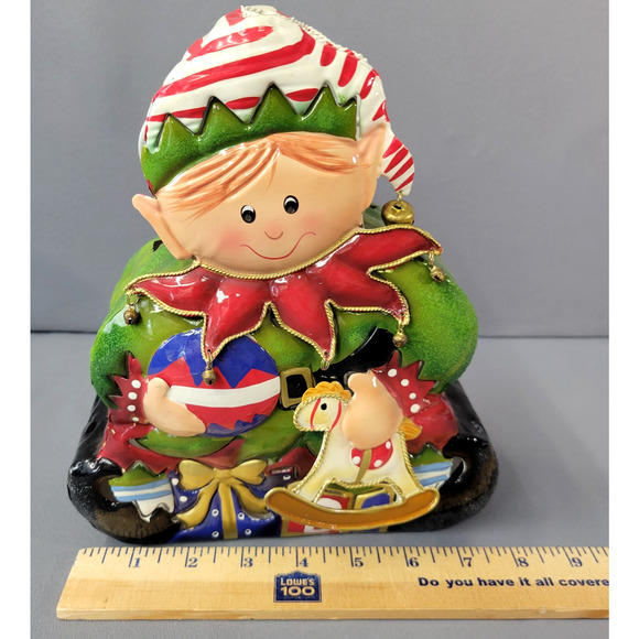 Vintage Home Interiors Christmas Elf Tea Light Lantern Tin Metal 9.5" - Picture 10 of 12